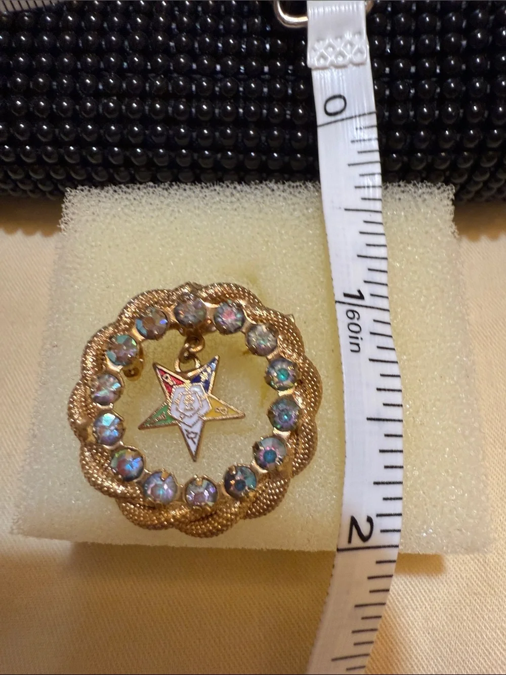 Vintage OES AB Rhinestone Gold-Tone Star Drop Brooch